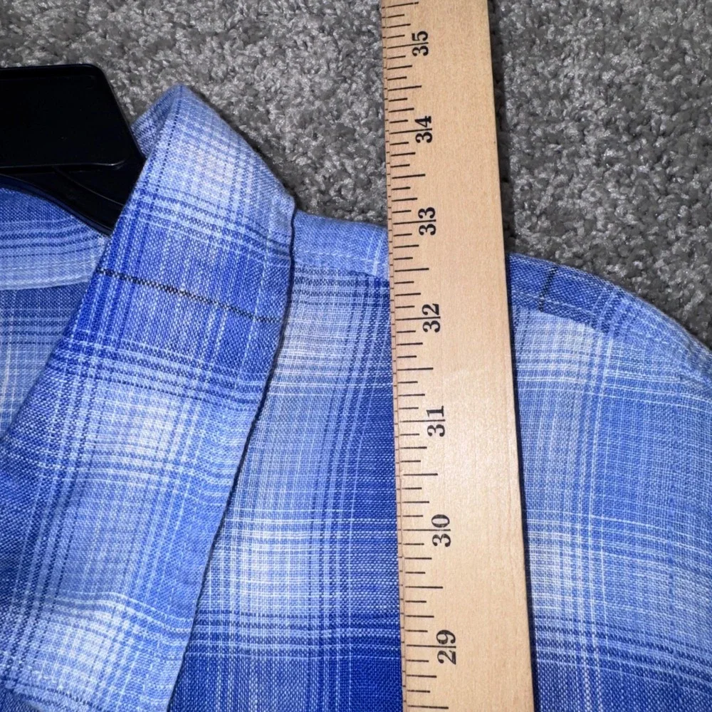 Gap Linen Plaid Button Down Shirt Mens Long Sleeve Blue XXL NEW